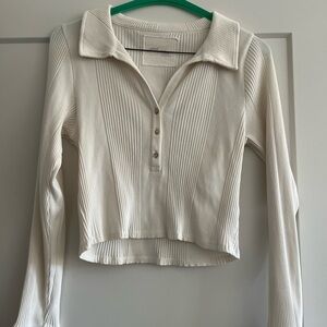 Aerie cropped long sleeve top Button